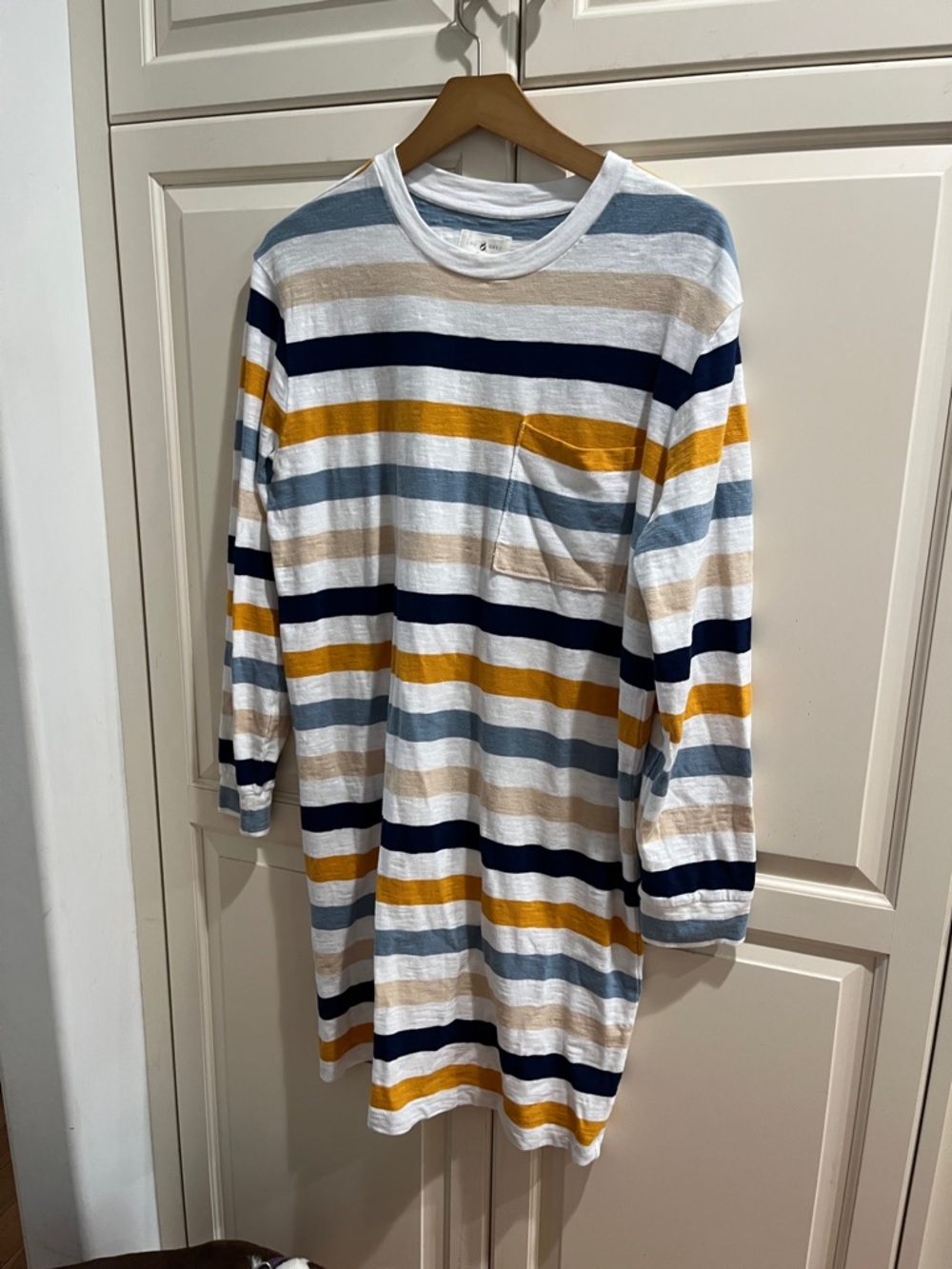 Lou & Grey Striped Crewneck Tee — White, Navy, Beige